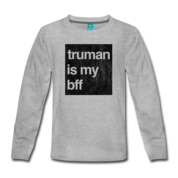 truman is my bff-black print-Kids' Premium Long Sleeve T-Shirt - heather gray