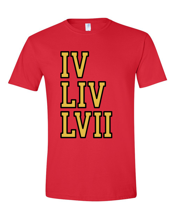 red tshirt mockup with roman numerals 