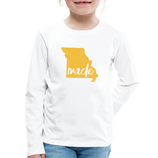 Made (Missouri Gold print) Kids' Premium Long Sleeve T-Shirt - white