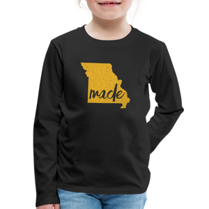 Made (Missouri Gold print) Kids' Premium Long Sleeve T-Shirt - black