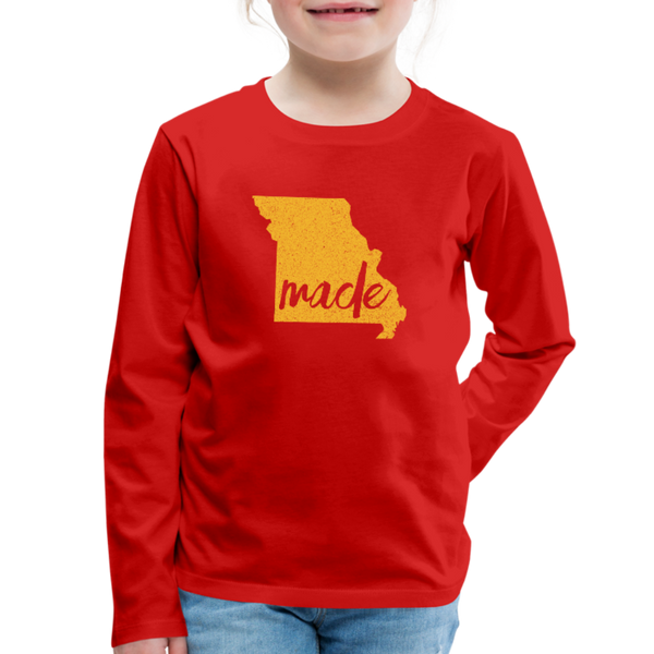 Made (Missouri Gold print) Kids' Premium Long Sleeve T-Shirt - red