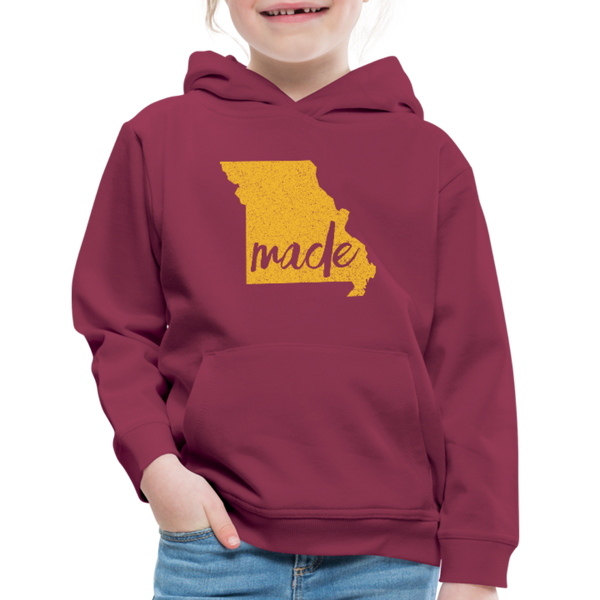 Made (Missouri Gold print) Kids‘ Premium Hoodie - burgundy