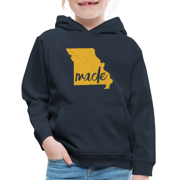 Made (Missouri Gold print) Kids‘ Premium Hoodie - navy
