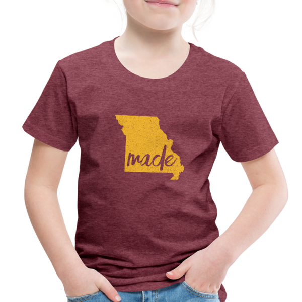 Made (Missouri Gold print) Toddler Premium T-Shirt - heather burgundy