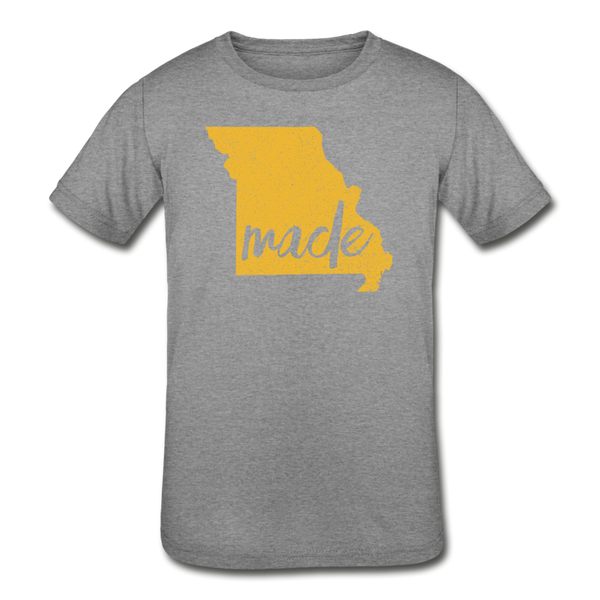 Made (Missouri Gold print) Kids' Tri-Blend T-Shirt - heather gray