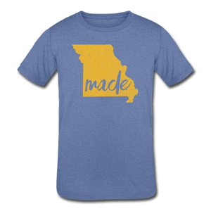 Made (Missouri Gold print) Kids' Tri-Blend T-Shirt - heather Blue