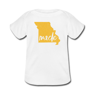 Made (Missouri Gold print) Baby Lap Shoulder T-Shirt - white