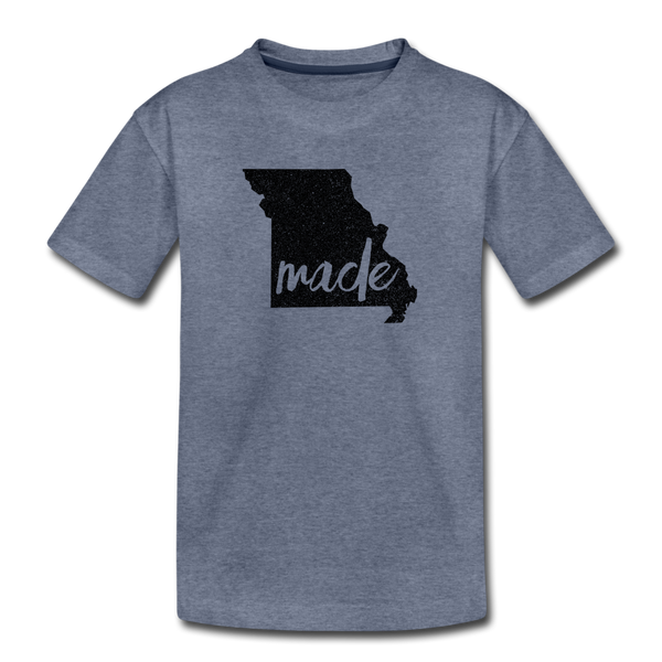 Made (Missouri black print) Kids' Premium T-Shirt - heather blue
