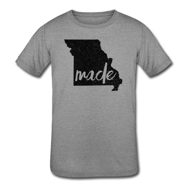 Made (Missouri black print) Kids' Tri-Blend T-Shirt - heather gray