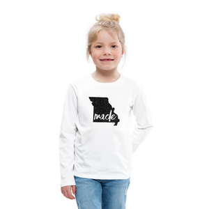 Made (Missouri black print) Kids' Premium Long Sleeve T-Shirt - white