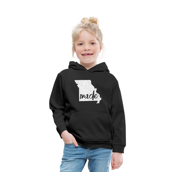Made (Missouri white print) Kids‘ Premium Hoodie - black