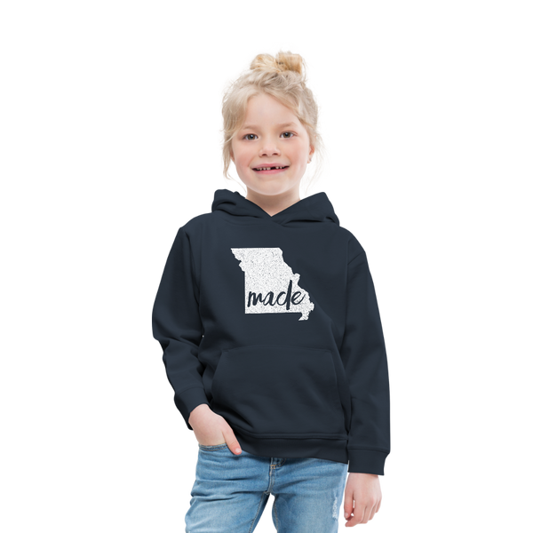 Made (Missouri white print) Kids‘ Premium Hoodie - navy