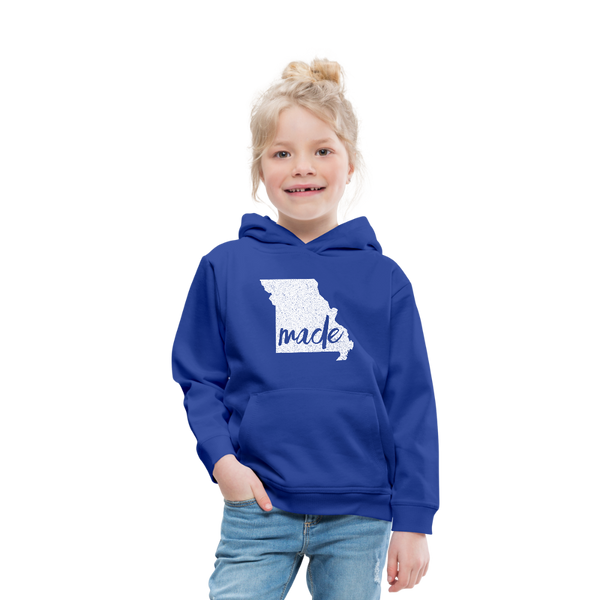 Made (Missouri white print) Kids‘ Premium Hoodie - royal blue