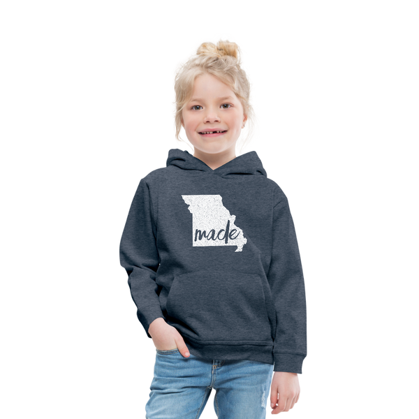 Made (Missouri white print) Kids‘ Premium Hoodie - heather denim