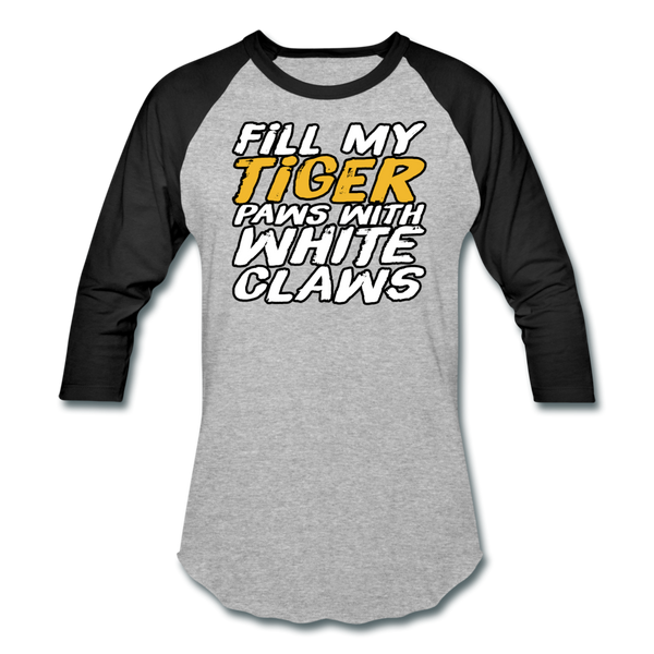 Fill My TIger Paws with White Claws - Baseball T-Shirt - heather gray/black