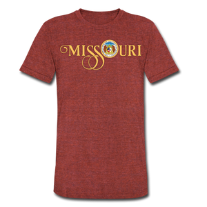 MISSOURI SCRIPT W/SEAL - Unisex Tri-Blend T-Shirt - heather cranberry