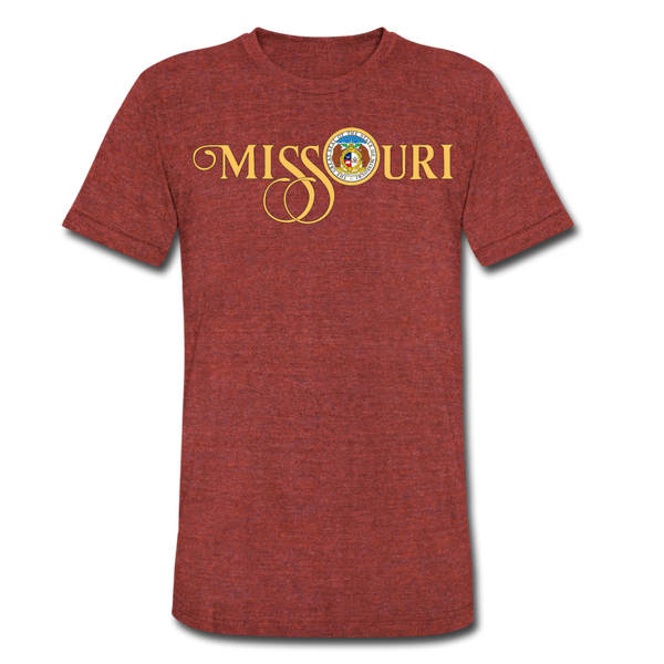 MISSOURI SCRIPT W/SEAL - Unisex Tri-Blend T-Shirt - heather cranberry